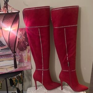 Sexy Red Thigh High Boots